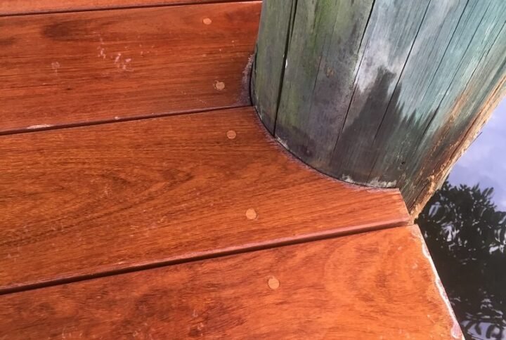 Ipe dock plug closeup